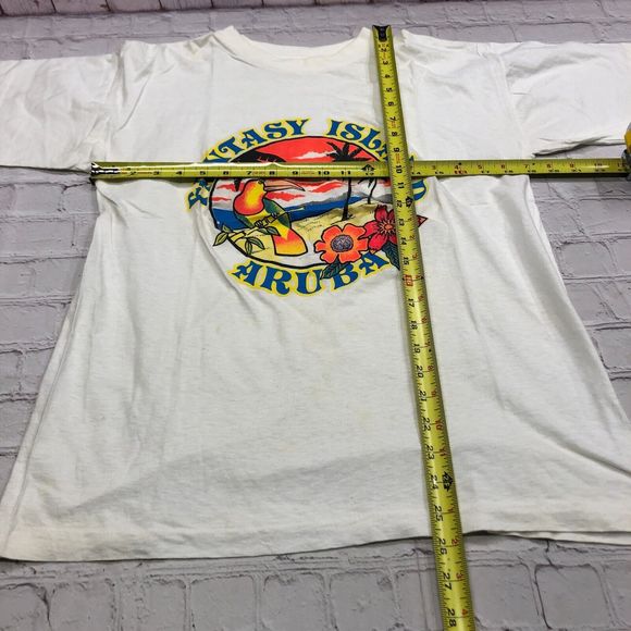 Vintage Beach Club Men T-Shirt Top Size Large Aruba Island Single Stitch B188 9C - Picture 2 of 11